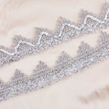 Polyester Ribbons, with Paillettes, Triangle, Silver, 1-5/8 inch(40mm), about 14.22 Yards(13m)/Bag
