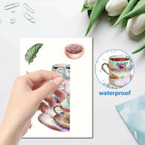 8 Sheets 8 Styles Coffee Theme PVC Waterproof Wall Stickers, Self-Adhesive Decals, for Window or Stairway Home Decoration, Rectangle, Food, 200x145mm, about 1 sheets/style