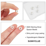 4 Pcs 2 Styles 925 Sterling Silver Spacer Beads, with Silica Gel, Flat Round, Silver, 2pcs/style