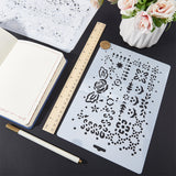 4Pcs 4 Styles Floral PET Drawing Painting Stencils Templates, for Painting on Scrapbook Fabric Canvas Tiles Floor Furniture Wood, Rectangle, Gainsboro, 260x178x0.2mm, 1pc/style