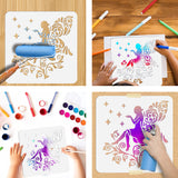 PET Hollow Out Drawing Painting Stencils, for DIY Scrapbook, Photo Album, Fairy, 300x300mm