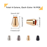 Alloy End Caps, Cadmium Free & Lead Free, Cone, Mixed Color, 14x11mm, Hole: 5mm, Inner Diameter: 7.5mm, 4 colors, 16pcs/color, 64pcs/set