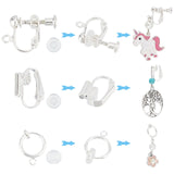 18Pcs 3 Style Brass Clip-on Earring Findings, with 20Pcs Plastic Pads, Silver, 13~15.5x11~17x1.5~7.5mm, 6Pcs/style