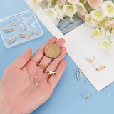 12Pcs 2 Style Brass Stud Earring Findings, with Loop, Oval, Nickel Free, with 30Pcs Plastic Ear Nuts, Real 18K Gold Plated, 12~19x6~6.5mm, Pin: 0.7mm, 6pcs/style