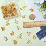 60Pcs 5 Style Alloy Pendants, with Enamel, Hollow Honeycomb Charm, Golden, 19~29.5x15~18x2mm, Hole: 2mm, 12pcs/style