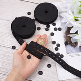 20Pcs Dyed Resin Flat Round Buttons, with 2 Rolls Flat Elastic Rubber Band, for Webbing Garment Sewing Accessories, Black, Button: 13x2mm, Hole: 1mm, 20pcs