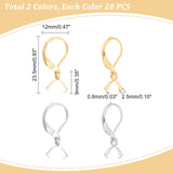 40Pcs 2 Colors 304 Stainless Steel Leverback Earring Findings with Pendant Bails, Golden & Stainless Steel Color, 23.5x12x2.5mm, Pin: 0.8mm and 0.6mm, 20pcs/color