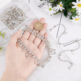 2pcs Crystal Glass Rhinestone Shoes Chain, Brass Shoes Charm Chain, with Alloy Finding, for DIY Shoes, Platinum, 284x10~21x4mm