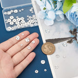 60Pcs 3 Stykes Brass Beads, Flat Round Shape, Long-Lasting Plated, Silver, 4x1~1.5mm, Hole: 1.2mm, 20pcs/style