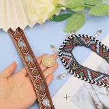2Pcs 2 Styles Polyester & Imitation Leather Woven Hat Belts, Bohemian Style Tassel Hat Bands, with Alloy Charms, Mixed Color, 1300x26~56mm, 1pc/style