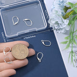 4 Pairs 925 Sterling Silver Leverback Earring Findings, with Horizontal Loops, Silver, 17x10x2mm, Hole: 1.8mm, Pin: 0.5x0.6mm