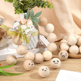 30Pcs Natural Wooden Round Ball, DIY Decorative Wood Crafting Balls, Unfinished Wood Sphere, No Hole/Undrilled, Undyed, Lead Free, Antique White, 39~40mm