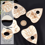 Mini Wood Crystal Ball Display Bases, Crystal Sphere Display Stand, Heart with Tarot Themed Patterns, BurlyWood, 80x63x4.5mm, Hole: 15.5mm, 4pcs/set