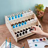 3-Layer Wooden Craft Paint & Brash Rack, Pigment Organizer Holder, for Paint Tool Storage, Wheat, Finished Product: 29x27x13cm