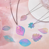 30Pcs 15 Style  Ion Plating(IP) 201 Stainless Steel Filigree Pendants, Etched Metal Embellishments, Rainbow Color, 2pcs/style