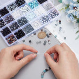 768Pcs 24 Style Glass Beads, Round, Mixed Color, 6~7mm, Hole: 1~1.6mm, 32pcs/style