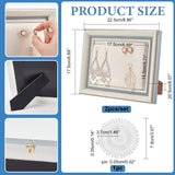 ABS Plastic Earring Display Stands, Photo Frame Earring Organizer Holder Coverd with Linen, with Needles, Rectangle, Antique White, Finished Product: 14.5x17.5x20.5cm, about 2pcs/set