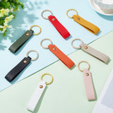 8Pcs 8 Colors PU Leather Keychain, with Iron Ring, Rectangle, Mixed Color, 11cm, 1pc/color