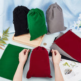 8Pcs 4 Colors Velvet Packing Pouches, Drawstring Bags, Rectangle, Mixed Color, 30x20cm, 2pcs/color