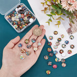 Glass Cabochons, Half Round with Flower, Flower Pattern, 12x4mm, 50pcs/bag, 2 bags/box