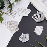 3Pcs 3 Styles Adhesive Sticker Decoration, with Rhinestone, for Car Decoration, Crown, Silver, 1pc/style