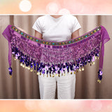 Polyester Tassel Fringe Trimming, Garment Accessories, Plastic Sequins and Acrylic Rhinestone Chains Belt for Women, Dark Orchid, 1700x40~275x8mm