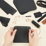 DIY Sew on PU Leather Women's Crossbody Bag Making Kit, including Fabric, Adjustable Shoulder Strap, Magnetic Clasp, Thread, Needle, Zipper, Screwdriver, Black