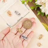 6Pcs 2 Colors 304 Stainless Steel Fold Over Clasps, Oval, Golden & Stainless Steel Color, 19x9x3mm, Hole: 2x3.5mm, 3pcs/color