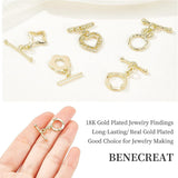 16 Sets 8 Style Brass Toggle Clasps, Ring & Flower & Star & Oval & Bottle & Crown & Heart, Real 16K Gold Plated, 2 sets/style