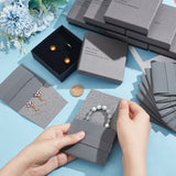 Cardboard Jewelry Storage Gift Boxes, with Velvet Bag, Square with Word, Gray, 9x9x2.9cm, bag: 7.2x8.5x0.34cm