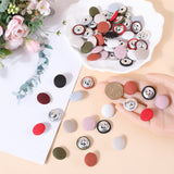 60Pcs 10 Styles 1-Hole Cloth Buttons, with Aluminium Findings, Flat Round Button, Mixed Color, 19x8~9mm, Hole: 2~3x2.5~3mm, 6pcs/style