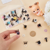 20 Sets 10 Colors Glitter Plastic Doll Eye with Eyelashes, Doll Eye Make Up Accessories, for Doll DIY Craft Making, Mixed Color, 22x14mm, 2 sets/color