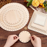 2 Sets 2 Styles Wooden Knitting Crochet Bottoms Set, Square & Round, Antique White, 100~300x100~300x2.8~2.9mm, Hole: 3mm, 1 set/style