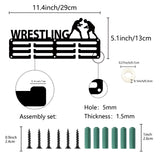 Sports Theme Iron Medal Hanger Holder Display Wall Rack, 3-Line, with Screws, Wrestling, Word, 130x290mm, Hole: 5mm