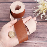 PU Leather Fabric Plain Lychee Fabric, for Shoes Bag Sewing Patchwork DIY Craft Appliques, Saddle Brown, 3.75x0.15cm