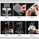 2-Tier Transparent Acrylic Game Controller Display Stand Holders, Controllers Desktop Organizer Stands, Clear, 9~19.5x9~13.9x0.45~0.75cm, about 3pcs/set