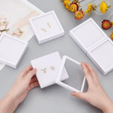 Plastic Jewelry Set Box, for Necklace & Earring & Ring, with Sponge Inside, Square, White, 9x9x2.7cm