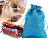 Burlap Packing Pouches Drawstring Bags, Mixed Color, 18x13cm, 1pc/color, 10pcs/set