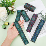 14M 4 Colors Ethnic Style Embroidery Polyester Ribbon, Garment Accessories, Floral Pattern, with 4Pcs Metallic Wire Twist Ties, Mixed Color, 33mm, 3.5m/color