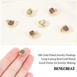 Brass Micro Pave Chocolate Cubic Zirconia Charms, Pomegranate, Real 18K Gold Plated, 10.5x10x7mm, Hole: 1.4mm, 6pcs/box