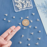 Brass Filigree Bead Cap Bails, 7-Petal, Flower, Silver, 8x8mm, Hole: 3mm, 60pcs/box