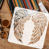 PET Hollow Out Drawing Painting Stencils, for DIY Scrapbook, Photo Album, Wing, 30x30cm