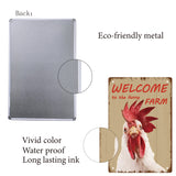 Iron Sign Posters, for Home Wall Decoration, Rectangle with Word Welcome to the Funny Farm, Rooster Pattern, 300x200x0.5mm