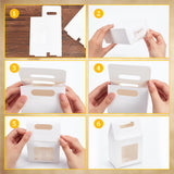 Folding Paper Gift Bags with Hole Handle and Plastic Visible Window, White, Finished Product: 15x9.8x5.8cm