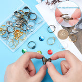 64Pcs 4 Colors Adjustable Brass Pad Ring Base Findings, Lead Free & Cadmium Free & Nickel Free, Mixed Color, US Size 9(18.9mm), Tray: 10mm, 16Pcs/color