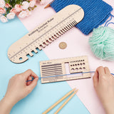 Oval & Rectangle Wooden Knitting Needle Gauge & Yarn Wrap Guide Board, Crochet Ruler, Wheat, 77~305x80~155x5mm, 2pcs/set