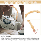 4Pcs U-shape Bamboo Brass Teapot Handle, DIY Replacement Kung Fu Teapot Accessories Supplies, Wheat, 108x173x10.5mm