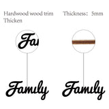Laser Cut Basswood Wall Sculpture, for Home Decoration Kitchen Supplies, Word Family, Black, 139x300x5mm