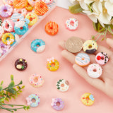 56Pcs 14 Styles Opaque Resin Cabochons, Imitation Food, Donut, Mixed Color, 19~22.5x7~10.5mm, 4pcs/style