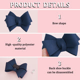 4Pcs Iron Shoe Buckle Clips, Detachable Polyester Bowknot Shoe Decorations, Marine Blue, 61~65x79~81x21~22mm